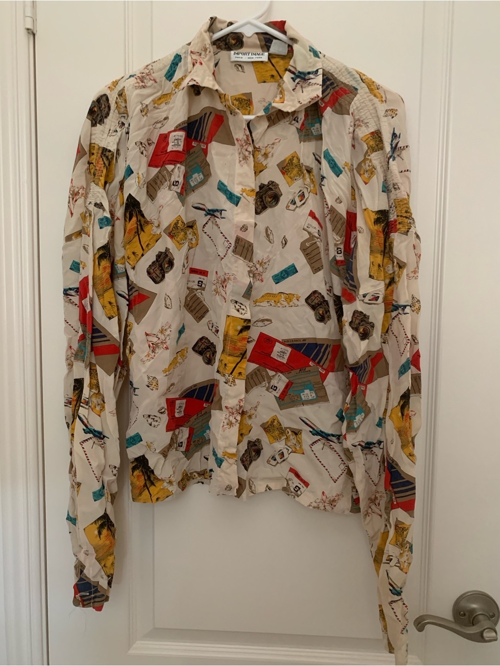 Import Image New York Vintage Silk Novelty Print Blouse 4